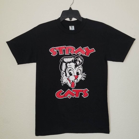 New "Stray Cats Cat Head" Unisex Silkscreen T-Shirt. Available From Small–3XL - Picture 1 of 2